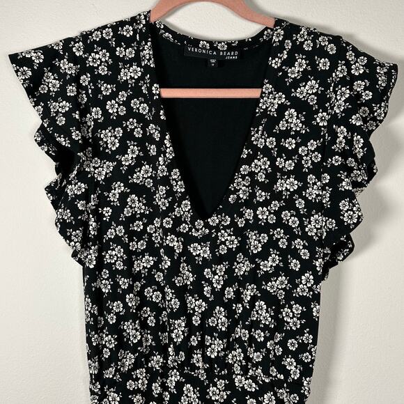Veronica Beard Black and White Floral Mini Dress - Picture 4 of 13